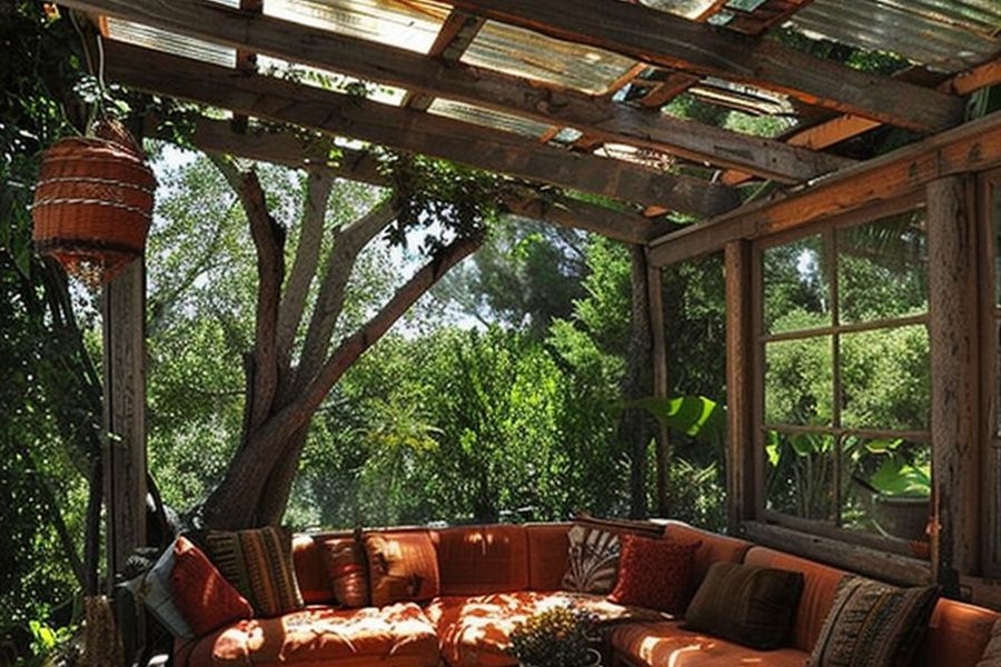 A covered patio over outdoor seating